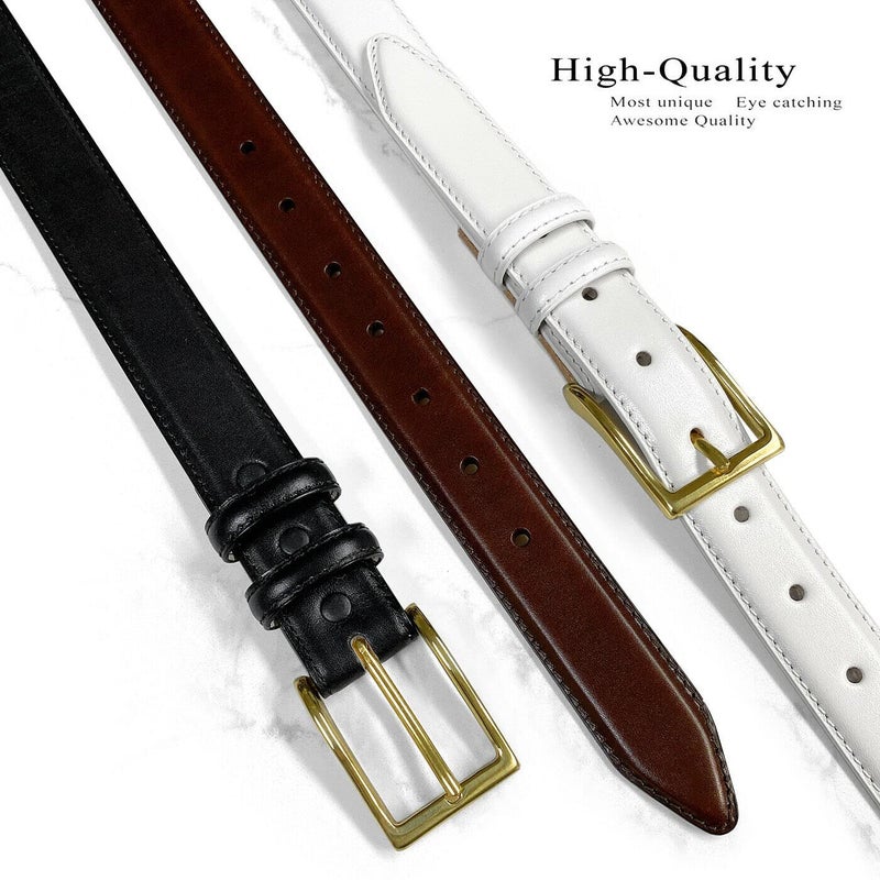Belts.com Adam Gold Men's Genuine Italian Calfskin Leather Dress Belt 1-1/8"(30mm) Wide Polished Buckle (Smooth Brown, 34) - Image 5